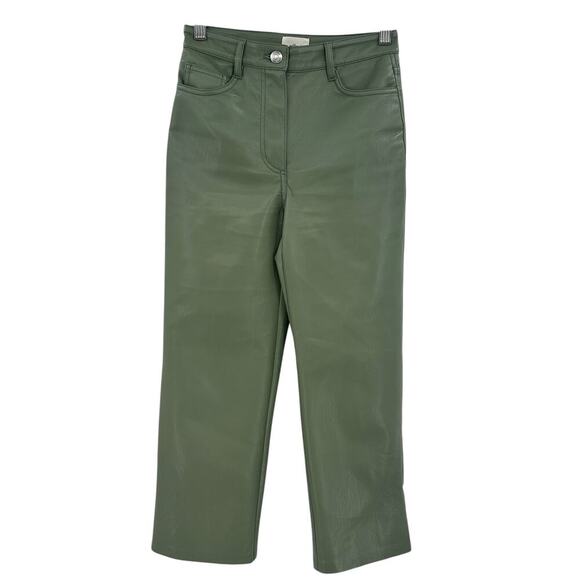 Aritzia‎ Wilfred The Melina Pants Vegan Leather Cropped Sage Green Size 00 - Picture 2 of 10